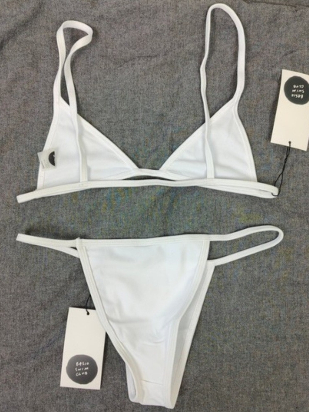 Minimal White Triangle Bikini Set - Classic Women's Swimwear - Picture 3 of 4